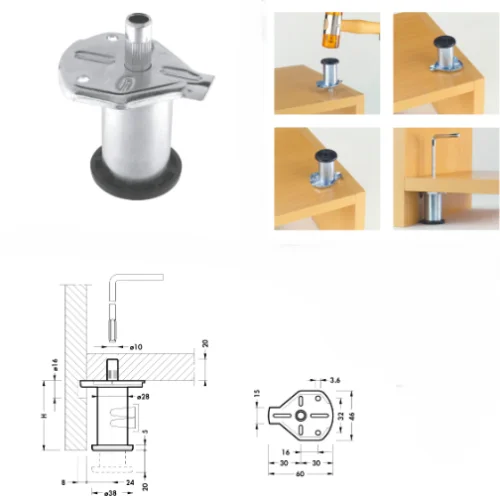 Piedino per fissaggio a basamento