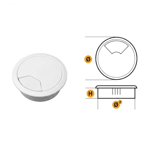 Passacavo diametro 60 in plastica bianco per scrivanie e mobili