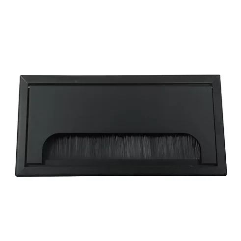 Passacavo rettangolare 80x160 in alluminio nero per scrivanie e mobili
