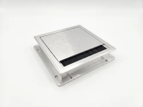 Passacavo quadro 80x80 in alluminio per scrivanie e mobili
