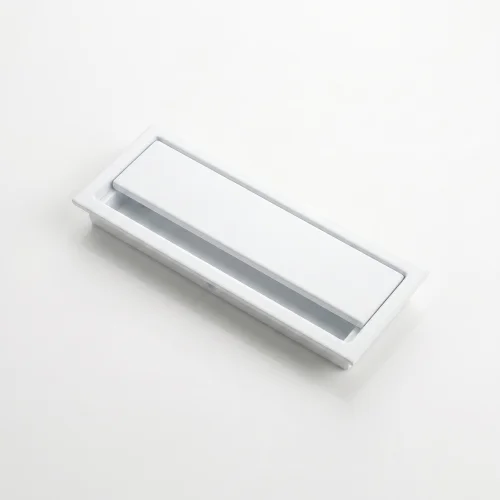 Passacavo rettangolare 80x160 in alluminio bianco per scrivanie e mobili