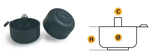 Piedino livellatore M8 diametro 50 H44 per mobili
